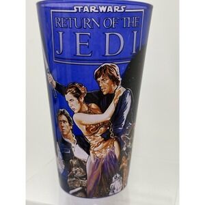 Star Wars Return Of The Jedi Blue 16 Oz Pint Glass Luke Leia Han Yoda R2D2